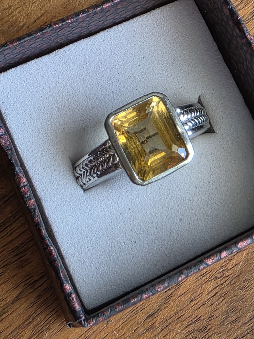 Silver Ring with Yellow Citrine Gemstone